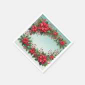 Floral Poinsettia Frosty Pine Border Découpage Serviette (Ecke)