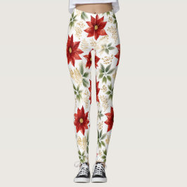 Floral Poinsettia Rote Blume Leggings