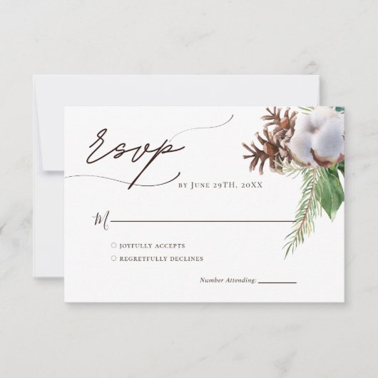 Floral Poinsettia Watercolor Wedding RSVP Karte (Vorderseite)