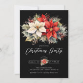 Floral Poinsettia Weihnachtsfest Party Einladung (Vorderseite)