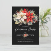 Floral Poinsettia Weihnachtsfest Party Einladung (Stehend Vorderseite)