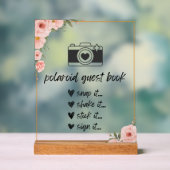 Floral Polaroid Guest Book Sign Acrylschild (Neutral)