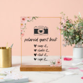 Floral Polaroid Guest Book Sign Acrylschild (Hochzeit)