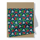 Floral Polka Dot Cherry auf Aquamarinem Muster Stoff