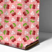 Floral Polka Dot Cherry auf rosa Muster Stoff