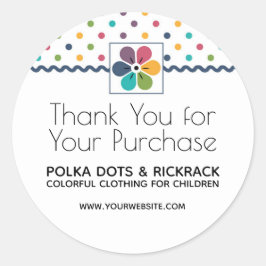 Floral Polka Dot Vielen Dank für Ihren Einkauf Runder Aufkleber