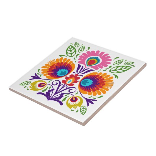 Floral Polnischer Folkloreflex Fliese (Seite)