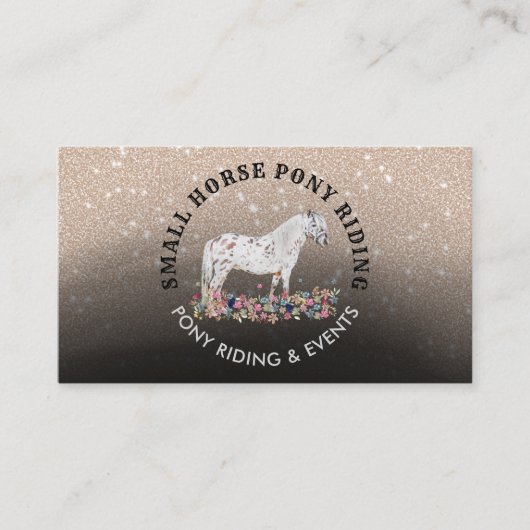 Floral Pony Reitpferd Pferd schwarz Visitenkarte (Vorderseite)