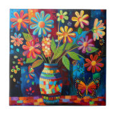 Floral Pop Art Keramik Tile Fliese (Vorderseite)
