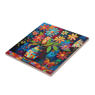 Floral Pop Art Keramik Tile Fliese