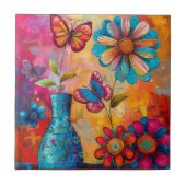 Floral Pop Art Keramik Tile Fliese (Vorderseite)