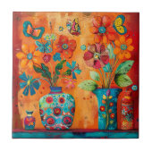 Floral Pop Art Keramik Tile Fliese (Vorderseite)