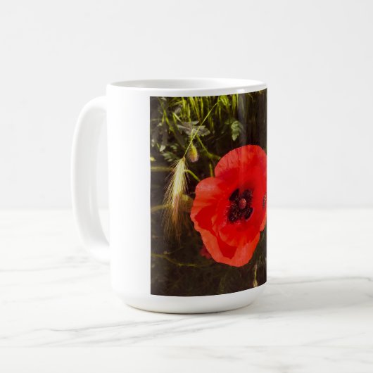 Floral Poppy Dream – Botanical Fantasy Meadow Kaffeetasse (Vorderseite Links)