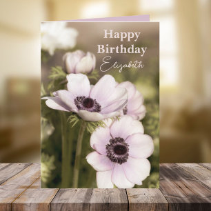 Floral Poppy Individuelle Name Happy Birthday Karte
