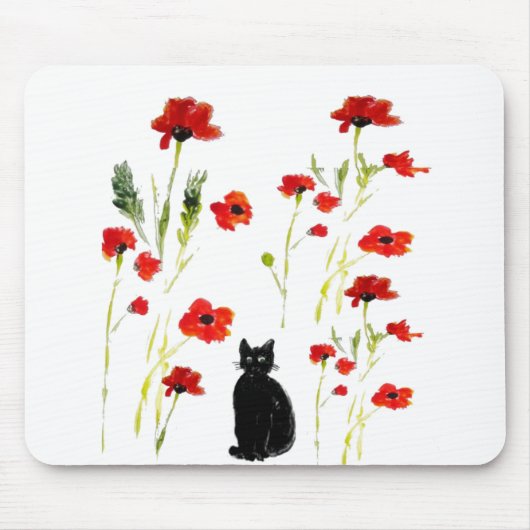 Floral Poppy Niedlich Kitty Mousepad (Vorne)