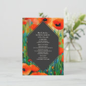 Floral Poppy Wedding Menu Menükarte (Stehend Vorderseite)