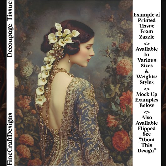 Floral Portrait & Calla Lillies EZ9R Decoupage Seidenpapier