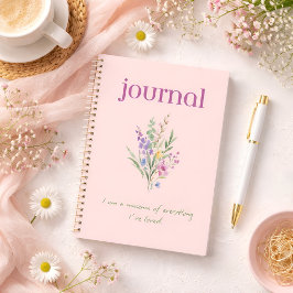 Floral positive affirmation notebook notizblock
