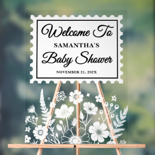 Floral Postage Briefmarke Baby Dusche Willkommen Acrylschild
