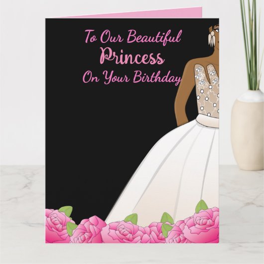 Floral Princess Afrikanische Tochter Birthday Karte (Vorderseite)