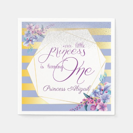 Floral Princess Birthday Serviette (Vorderseite)