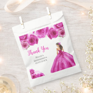 Floral Princess im heißen rosa Kleid Quinceanera Geschenktütchen
