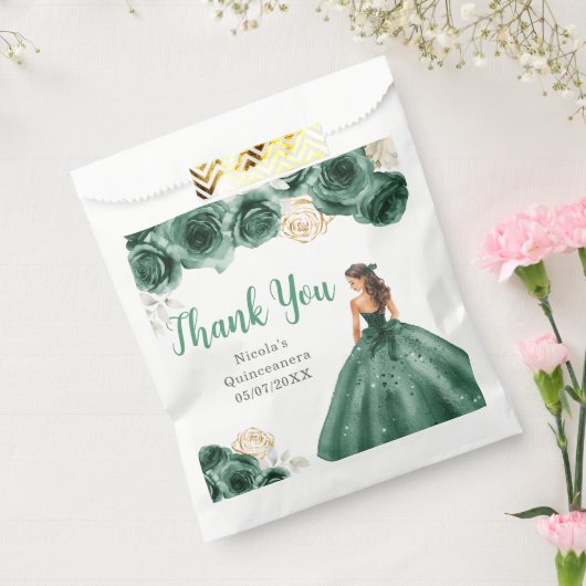 Floral Princess in Dark Green Dress Quinceanera Geschenktütchen (Versiegelt)