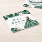 Floral Princess in Dark Green Dress Quinceanera Rechteckiger Pappuntersetzer (angewinkelt)