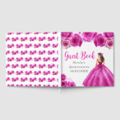 Floral Princess in Hot Pink Dress Quinceanera Gästebuch (Voll)