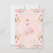 Floral Princess Swan 1. Geburtstag Danke Karte (Rückseite)