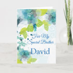 Floral Print Custom Name Birthday Card-Brother Car Karte<br><div class="desc">Stell dir mal vor: This fresh fresh floral watercolor-look printed birthday card being opened by your special brother with his custom name on it. Hues of Blues & Greens haben wir White Background geglaubt. Greeting Printed Inside. Customize her name by choosing menu at right, click on "David" and change text...</div>