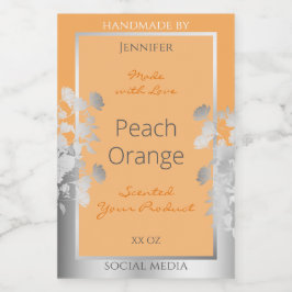 Floral Product Label Peach Light Orange and Silber Lebensmitteletikett