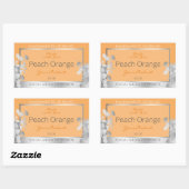 Floral Product Label Peach Light Orange and Silber Rechteckiger Aufkleber (Blatt)