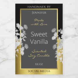 Floral Product Packaging Label Black Gold und Grau Lebensmitteletikett