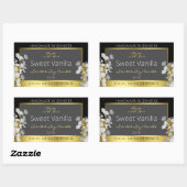 Floral Product Packaging Label Black Gold und Grau Rechteckiger Aufkleber (Blatt)