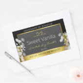 Floral Product Packaging Label Black Gold und Grau Rechteckiger Aufkleber (Umschlag)