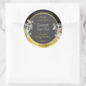 Floral Product Packaging Label Black Gold und Grau Runder Aufkleber (Tasche)