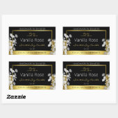 Floral Product Packaging Labels Black Gold Silver Rechteckiger Aufkleber (Blatt)