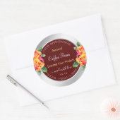 Floral Product Packaging Labels Burgundy Silver Runder Aufkleber (Umschlag)
