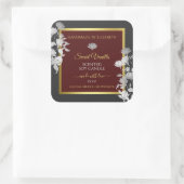Floral Product Packaging Labels Gold Burgundy Gray Quadratischer Aufkleber (Tasche)