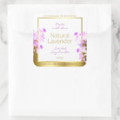 Floral Product Packaging Labels White Gold Lila Quadratischer Aufkleber (Tasche)