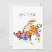 Floral Protea Cockatoo Nachhaltige Bienen Hochzeit Einladung (Rückseite)