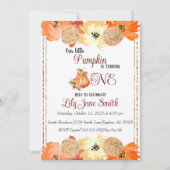 Floral Pumpkin 1. Geburtstag Einladung (Vorderseite)