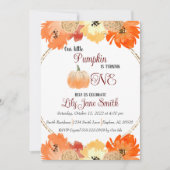 Floral Pumpkin 1. Geburtstag Einladung (Vorderseite)