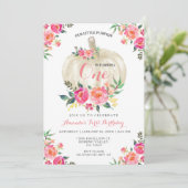 Floral Pumpkin 1. Geburtstag Einladung (Stehend Vorderseite)