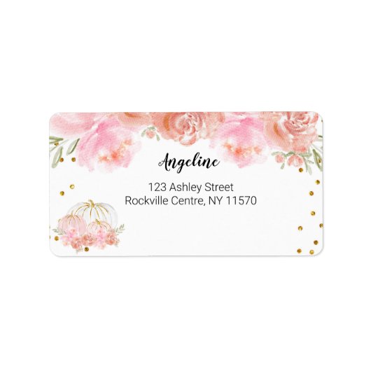 Floral Pumpkin Address Label Adressaufkleber (Vorne)