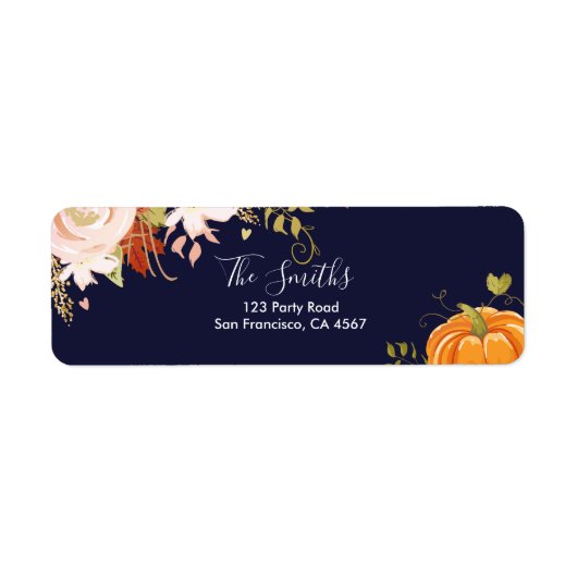 Floral Pumpkin Address Labels Herbst Neutral (Vorne)