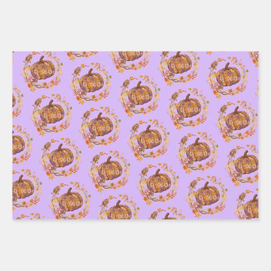 Floral Pumpkin - Autumnal Elegance Geschenkpapier Set (Vorderseite 3)