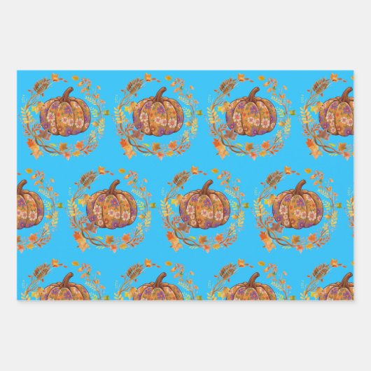 Floral Pumpkin - Autumnal Elegance Geschenkpapier Set (Vorderseite)