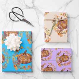 Floral Pumpkin - Autumnal Elegance Geschenkpapier Set